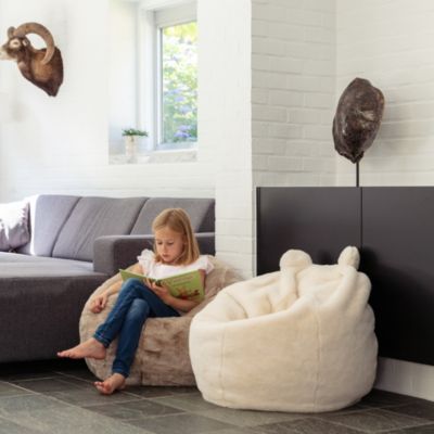 Pouf fausse fourrure et polyester collection SOFT ANIMALS rose avec remplissage