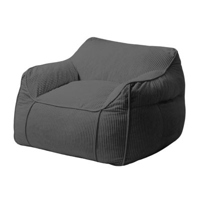 Pouf fauteuil velours côtelé BANANAIR 100x110 cm gris foncé