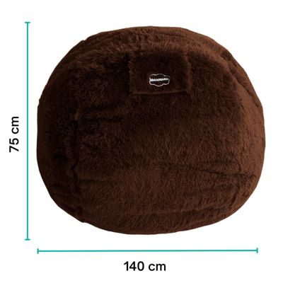 Pouf géant déhoussable fausse fourrure BANANAIR 140 cm chocolat