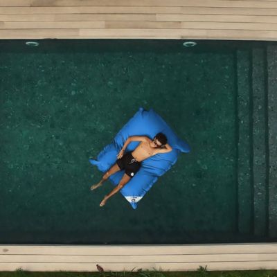 Pouf Géant XXL Déhoussable, Flottant pour Piscine, Bleu Pétrole