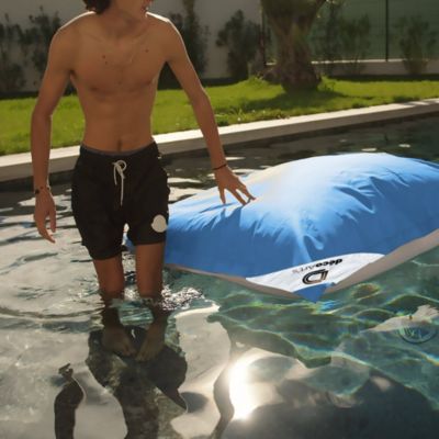 Pouf Géant XXL Déhoussable, Flottant pour Piscine, Bleu Pétrole