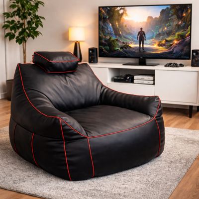 Pouf gaming en similicuir BANANAIR 100x110 cm rouge