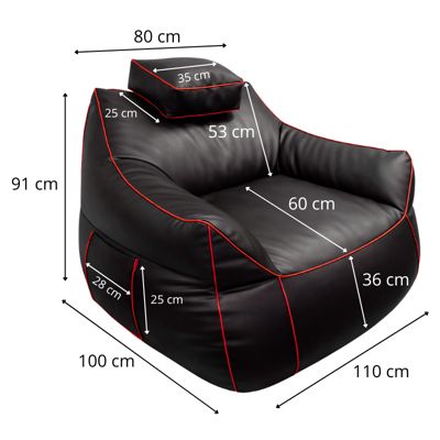 Pouf gaming en similicuir BANANAIR 100x110 cm rouge