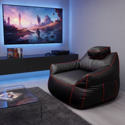 Pouf gaming en similicuir BANANAIR 100x110 cm rouge