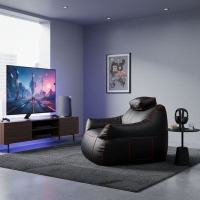 Pouf gaming en similicuir BANANAIR 100x110 cm rouge