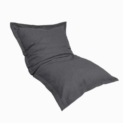 Pouf intérieur XL Housse effet lin gris chiné 150x100cm