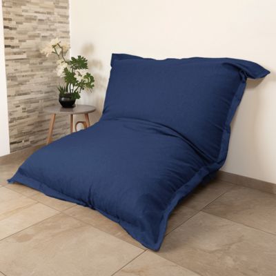 Pouf Intérieur XXL - Housse effet Lin - 190x155cm  - Bleu
