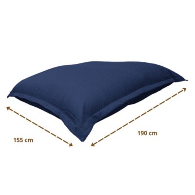 Pouf Intérieur XXL - Housse effet Lin - 190x155cm  - Bleu