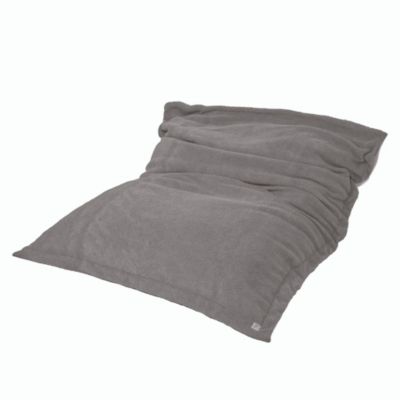 Pouf Intérieur XXL Housse Sherpa (Effet Mouton)  Garnissage en flocon de mousse 190x155cm - Gris argent