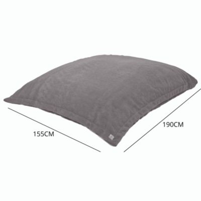 Pouf Intérieur XXL Housse Sherpa (Effet Mouton)  Garnissage en flocon de mousse 190x155cm - Gris argent