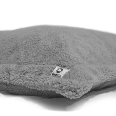 Pouf Intérieur XXL Housse Sherpa (Effet Mouton)  Garnissage en flocon de mousse 190x155cm - Gris argent