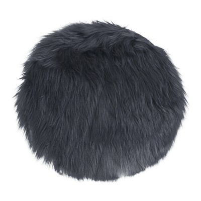 Pouf Lambskin, Gris, Polyester, 35x35x6,5 cm