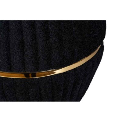 Pouf Matelassé Design "Doric" 53cm Noir & Or