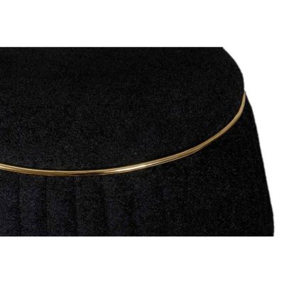 Pouf Matelassé Design "Doric" 53cm Noir & Or