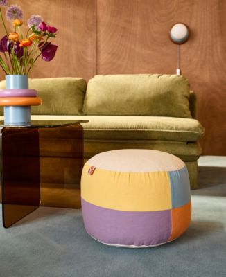 Pouf multicolore Joa en coton l.44 x H.28 cm