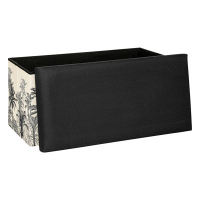 Pouf pliant "Benicio" - bois - noir et blanc - Atmosphera