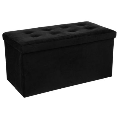 Pouf pliant double Lysandre noir effet velours - Atmosphera