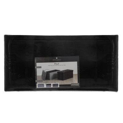 Pouf pliant double Lysandre noir effet velours - Atmosphera