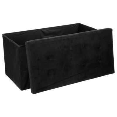 Pouf pliant double Lysandre noir effet velours - Atmosphera
