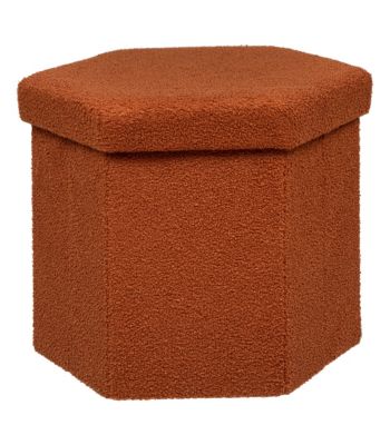 Pouf pliant et Coffre de rangement en tissu à bouclettes Ambre