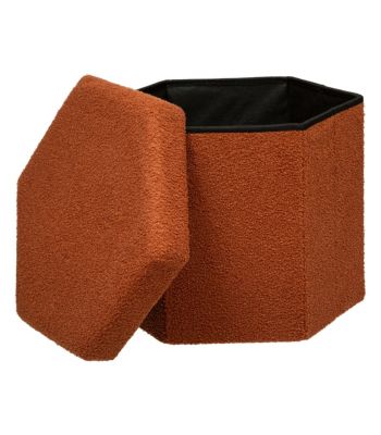 Pouf pliant et Coffre de rangement en tissu à bouclettes Ambre