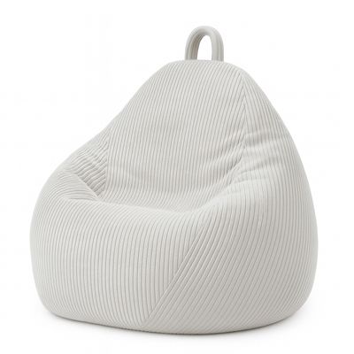 Pouf poire déhoussable velours côtelé BANANAIR 105x85 cm gris clair
