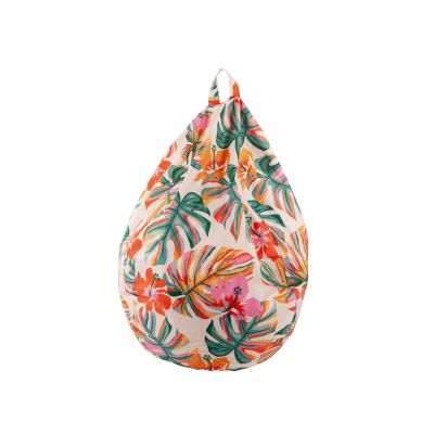 Pouf poire en toile imprimé tropical H.110 x P.75 cm