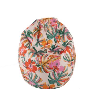 Pouf poire en toile imprimé tropical H.110 x P.75 cm
