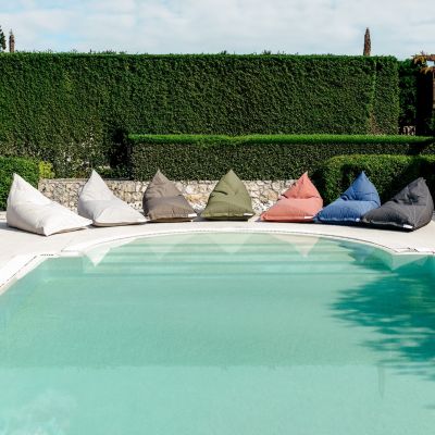 Pouf Poire Extérieur Bean Bag Avec Design Radial Bleu Randa Maanta