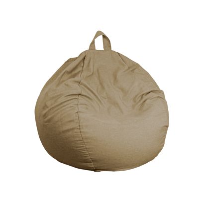 Pouf poire Géant XXL d'intérieur en tissu effet lin - 120x150 cm - Beige
