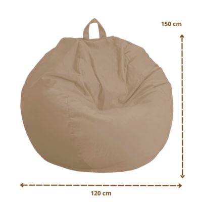 Pouf poire Géant XXL d'intérieur en tissu velours - 120x150 cm - Beige
