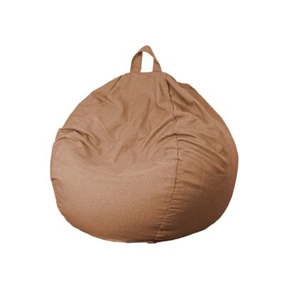 Pouf poire XL d'intérieur en tissu effet lin - 110x120 cm - Marron clair