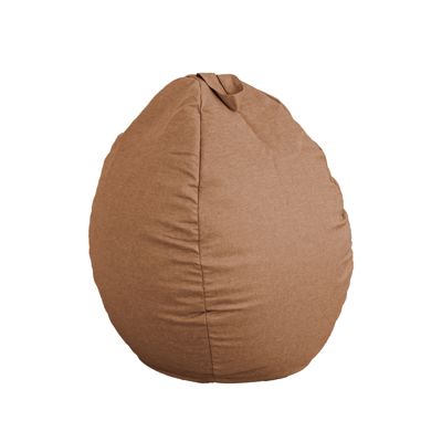 Pouf poire XL d'intérieur en tissu effet lin - 110x120 cm - Marron clair