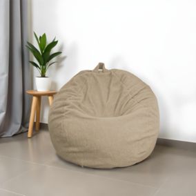 Pouf poire XL d'intérieur en tissu sherpa - 110x120 cm - Beige