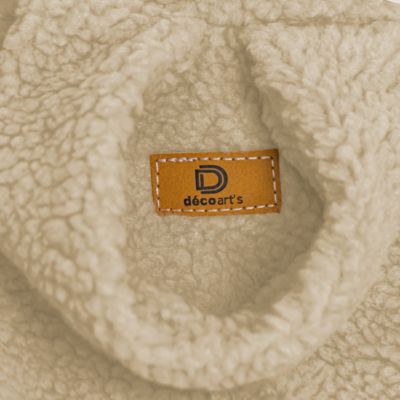 Pouf poire XL d'intérieur en tissu sherpa - 110x120 cm - Beige