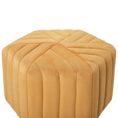 Pouf rétro entissu jaune MURIETTA
