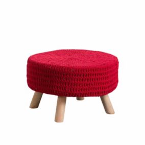 Pouf rond Baris rouge 49x30cm Thinia Home