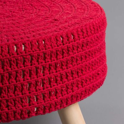 Pouf rond Baris rouge 49x30cm Thinia Home