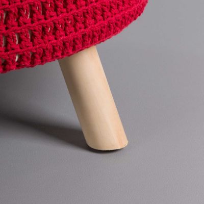 Pouf rond Baris rouge 49x30cm Thinia Home