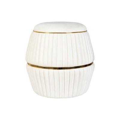 Pouf Design Rond - Bouclé Ivoire