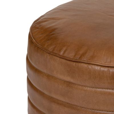 Pouf rond  en Cuir Marron D 40 x H 45 cm