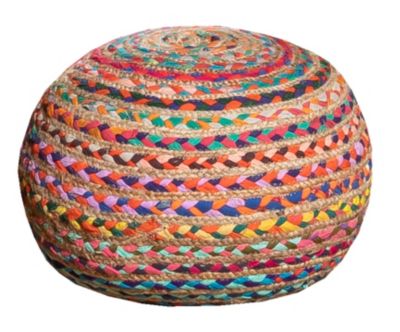 Pouf rond en jute multicouleurs H.30 x l.40 cm Deco&Co