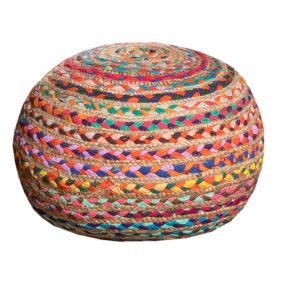 Pouf rond en jute multicouleurs H.30 x l.40 cm Deco&Co