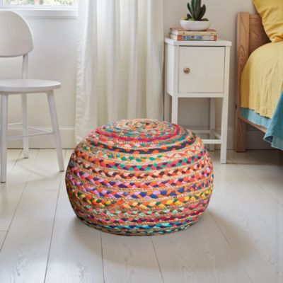 Pouf rond en jute multicouleurs H.30 x l.40 cm Deco&Co