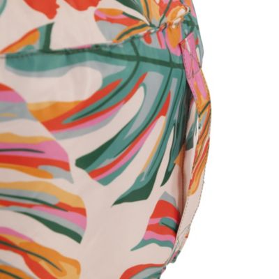 Pouf rond en toile imprimé tropical H. 27 x ∅.48 cm