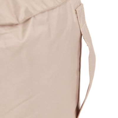 Pouf rond en toile unie beige taupe H. 27 x ∅.48 cm