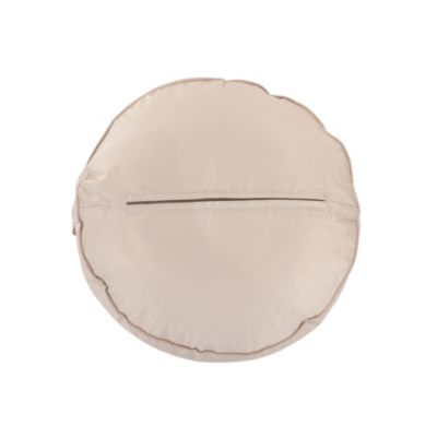 Pouf rond en toile unie beige taupe H. 27 x ∅.48 cm