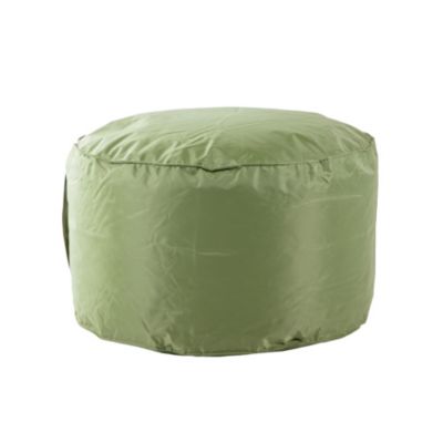 Pouf rond en toile unie vert H. 27 x ∅.48 cm
