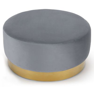 Pouf Rond en Velours Design "Minnie" 75cm Argent