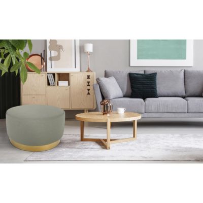 Pouf Rond en Velours Design "Minnie" 75cm Beige